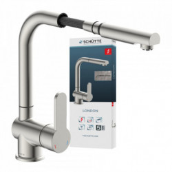 LONDON Sink mixer low pressure, stainless steel look, with pull-out spout