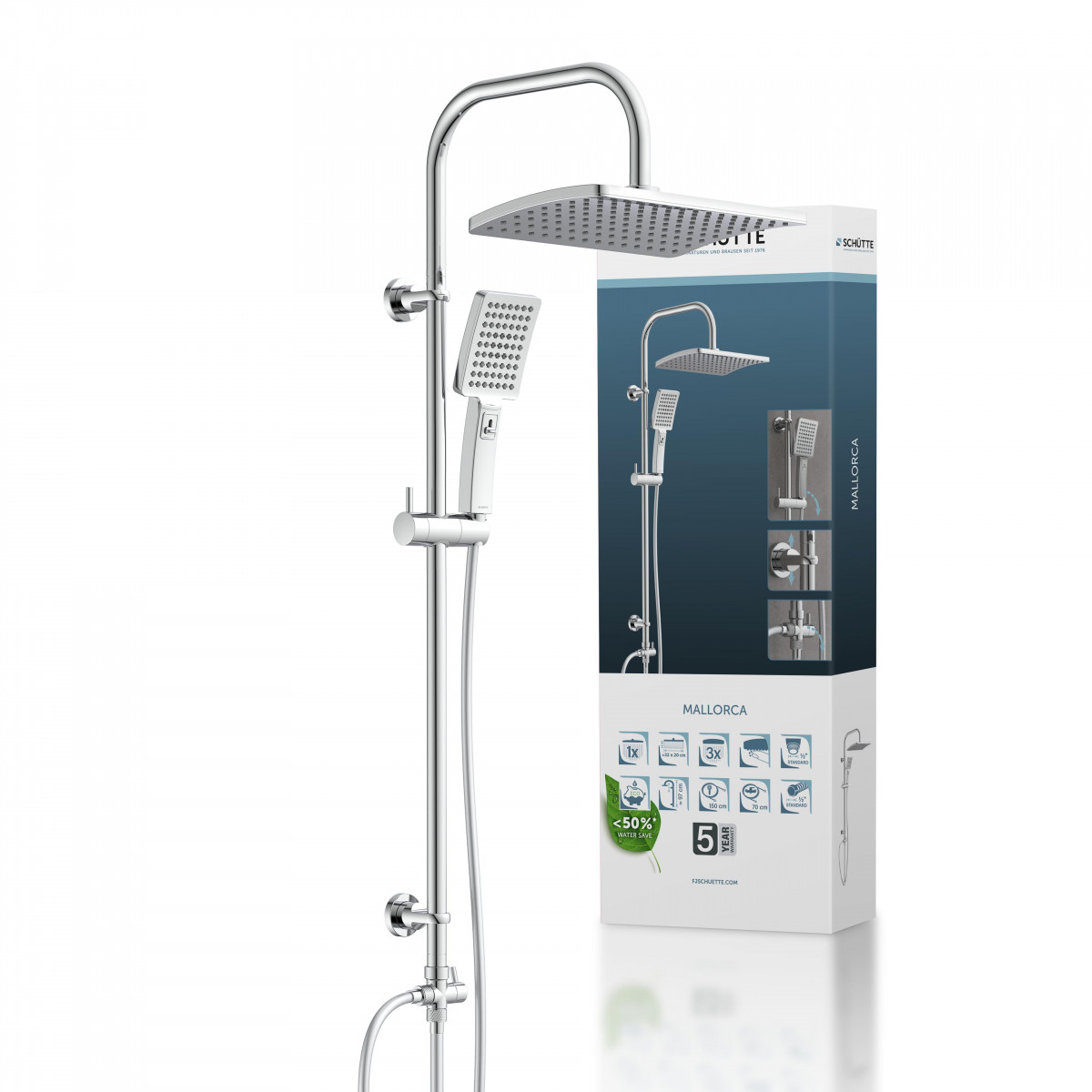 MALLORCA Overhead showerset, chrome