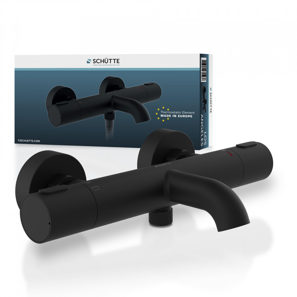 LOS ANGELES Thermostat Wannenfüllarmatur, Schwarz