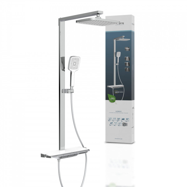 SCHÜTTE HAWAII hoofddoucheset met thermostatische kraan, chroom/wit