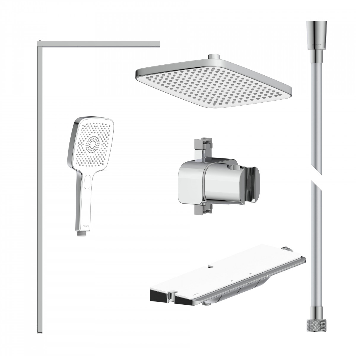 SCHÜTTE HAWAII hoofddoucheset met thermostatische kraan, chroom/wit