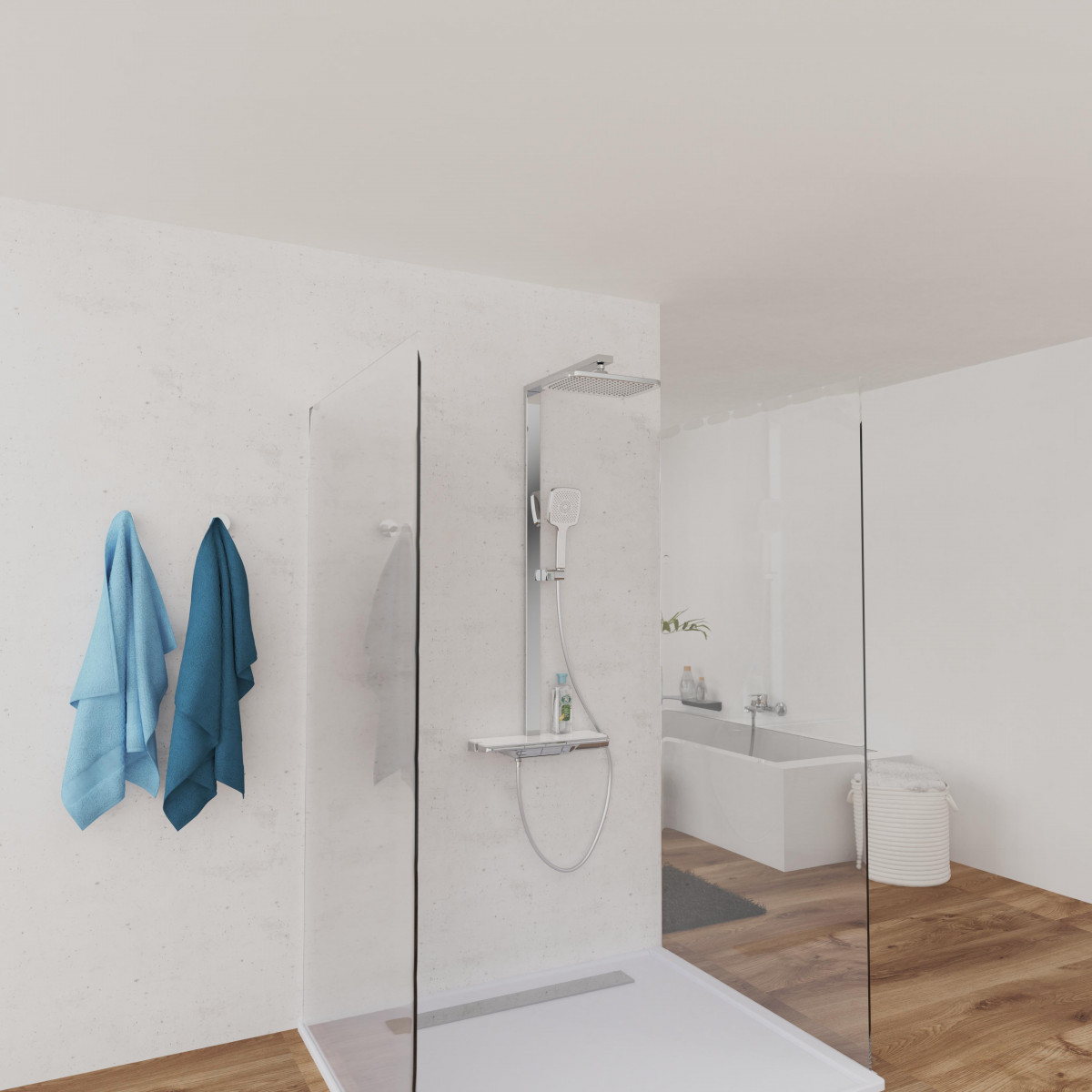 SCHÜTTE HAWAII Overhead showerset with thermostatic faucet, chrome/white