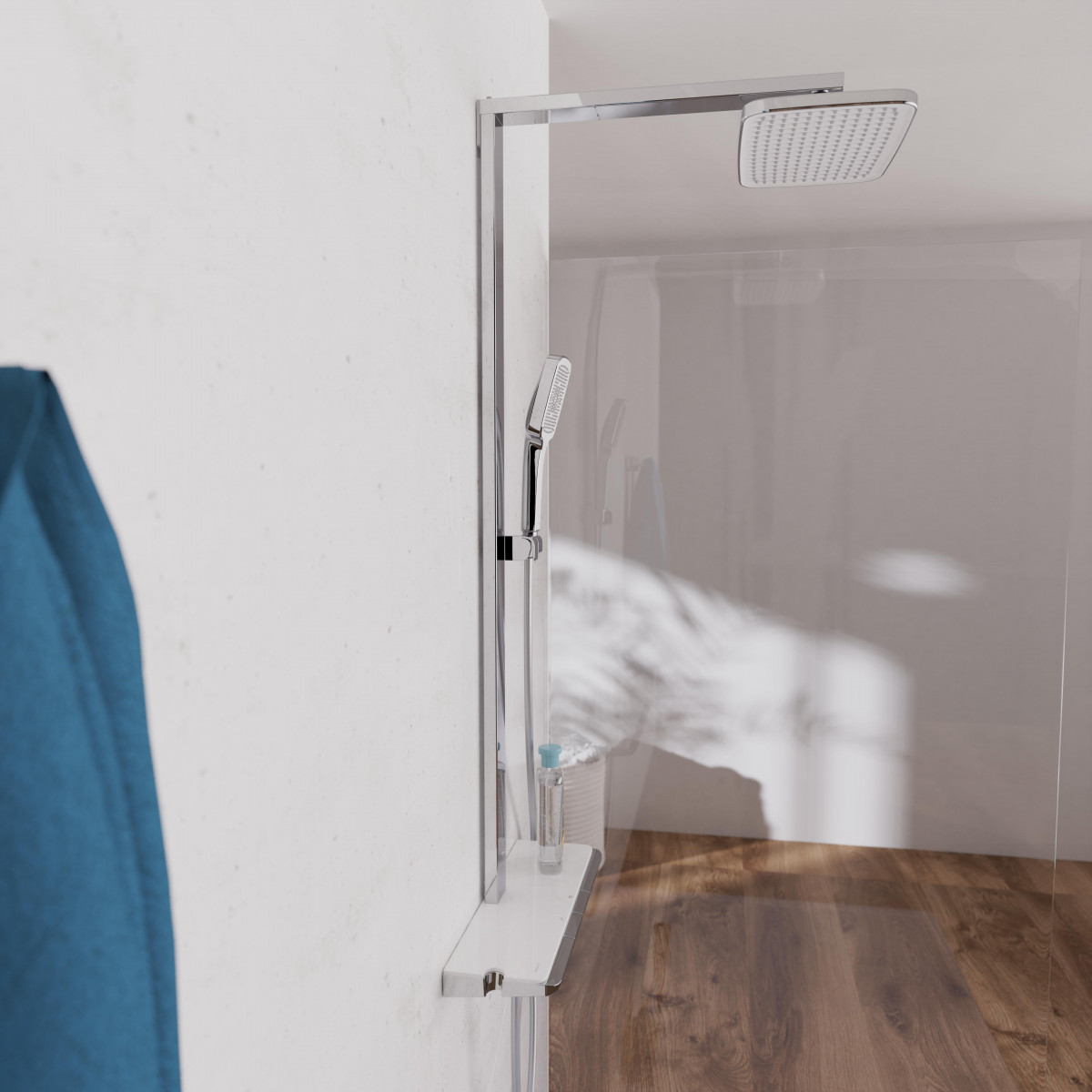 SCHÜTTE HAWAII Overhead showerset with thermostatic faucet, chrome/white