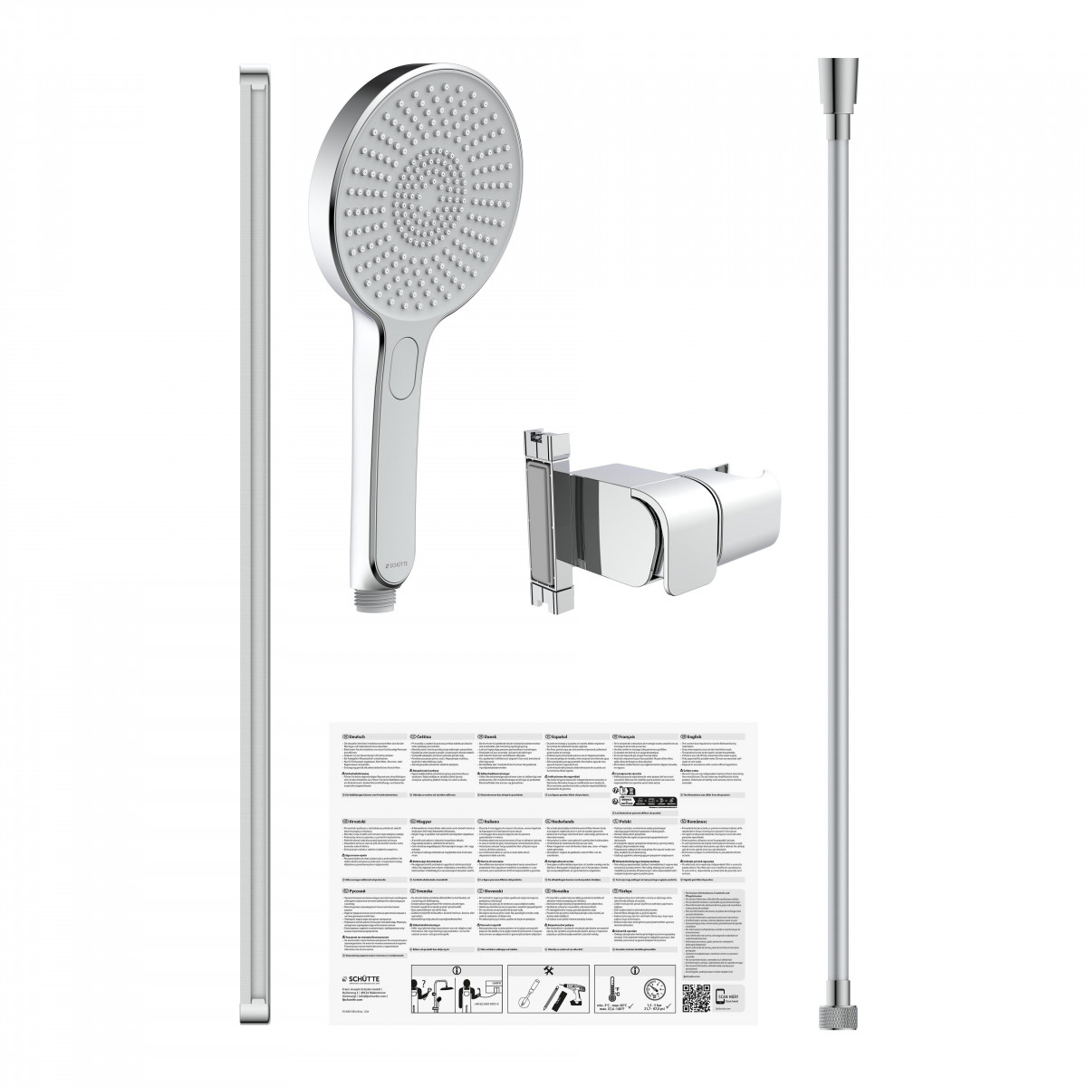KARIBIK Shower rail set, chrome/ light grey