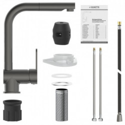 LONDON Sink mixer, graphite matt, with pull-out spout