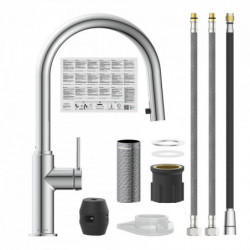 BLACKPOOL Sink mixer, chrome, with pull-out spout