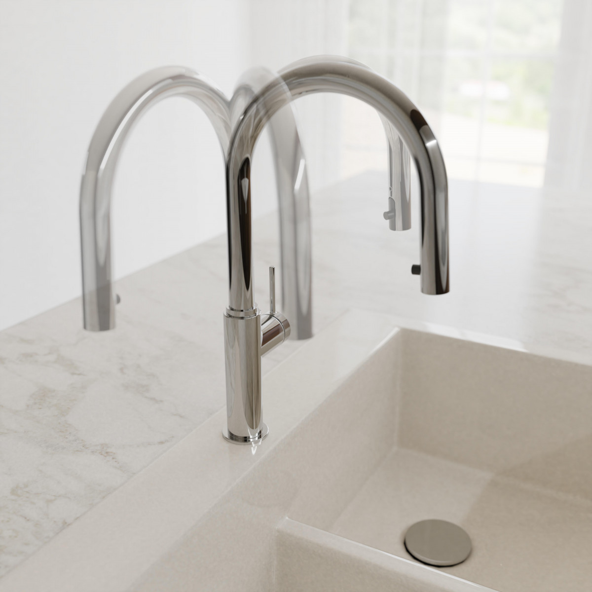 BLACKPOOL Sink mixer, chrome, with pull-out spout