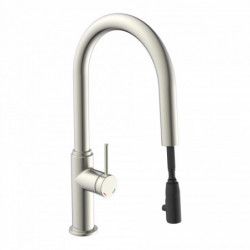 BLACKPOOL Sink mixer, stainles steel look, with pull-out spout