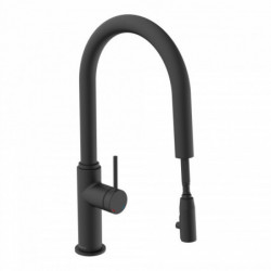 BLACKPOOL Sink mixer, black matt, with pull-out spout