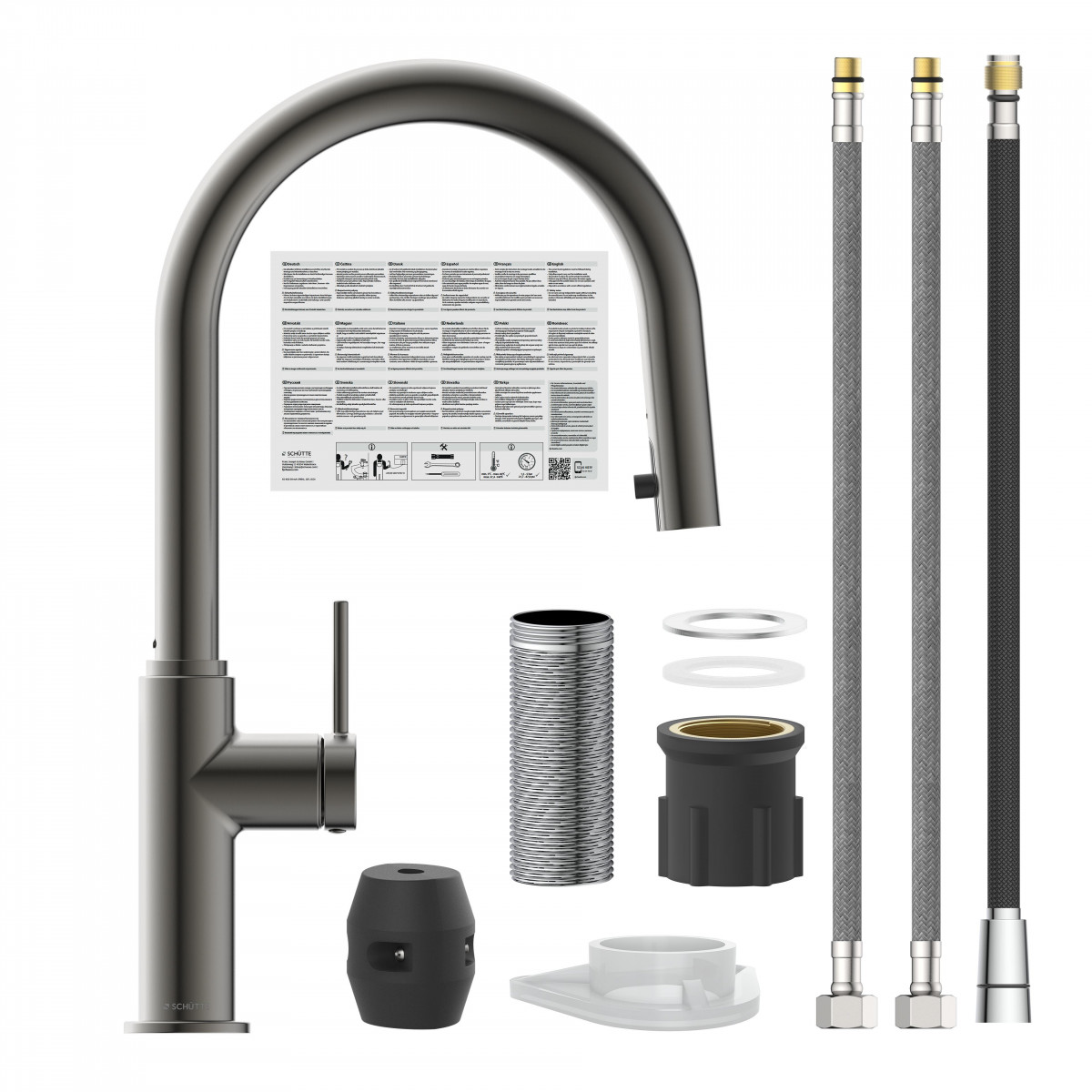 BLACKPOOL Sink mixer, graphite matt, with pull-out spout