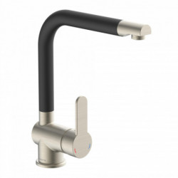 RIO mitigeur cuisine avec bec haut, apparence acier inoxydable / noir mat