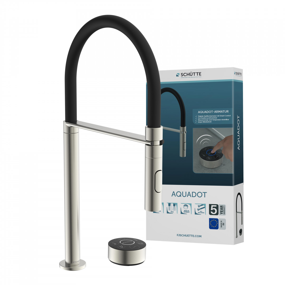 AQUADOT Digital sink mixer, stainless steel look/black