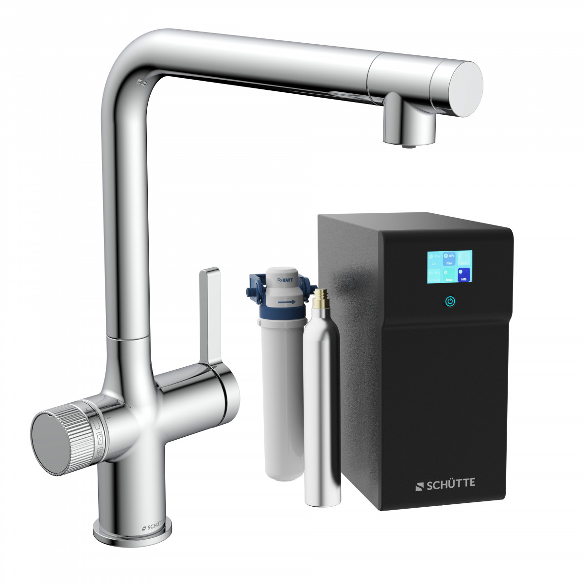 AQUASTAR PREMIUM, sparkling water tap with cooling and filter system, chrome
