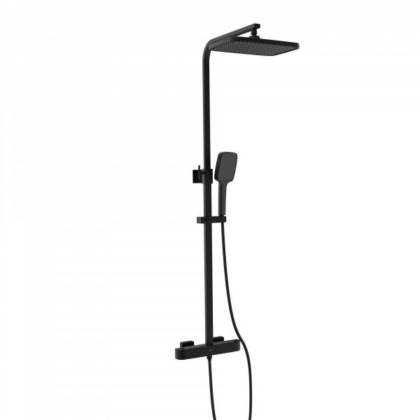 GRAN CANARIA Regendouche set met thermostatische kraan, Mat zwart