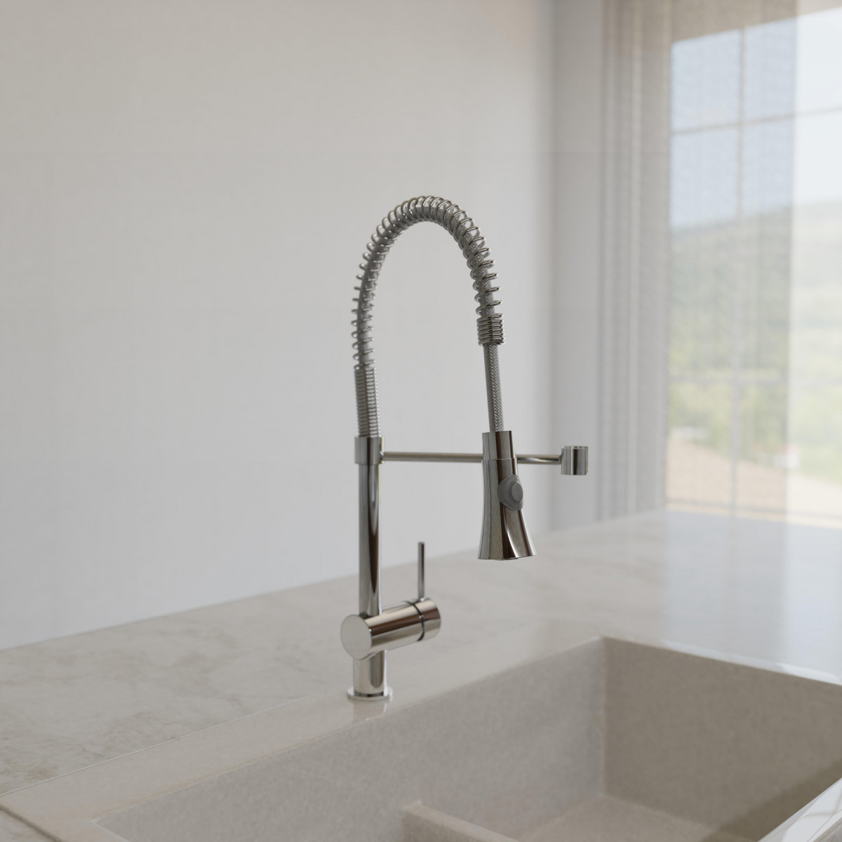 CORNWALL Sink mixer low pressure, chrome, with spiral spring