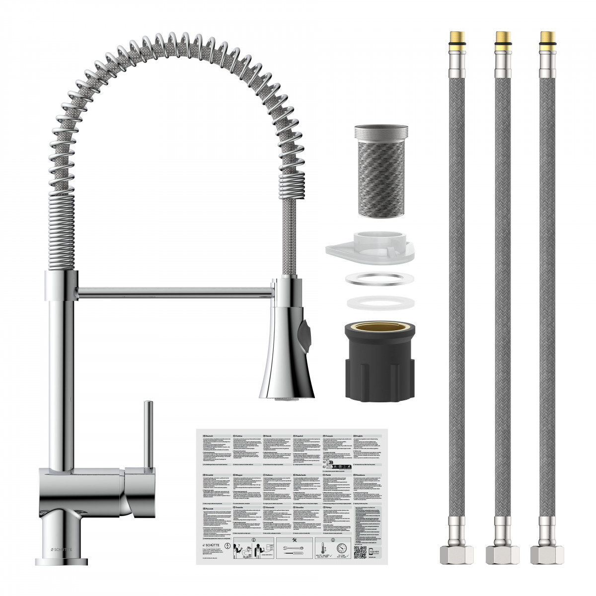 CORNWALL Sink mixer low pressure, chrome, with spiral spring