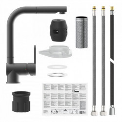 LONDON mitigeur cuisine avec bec extractible, graphite mat