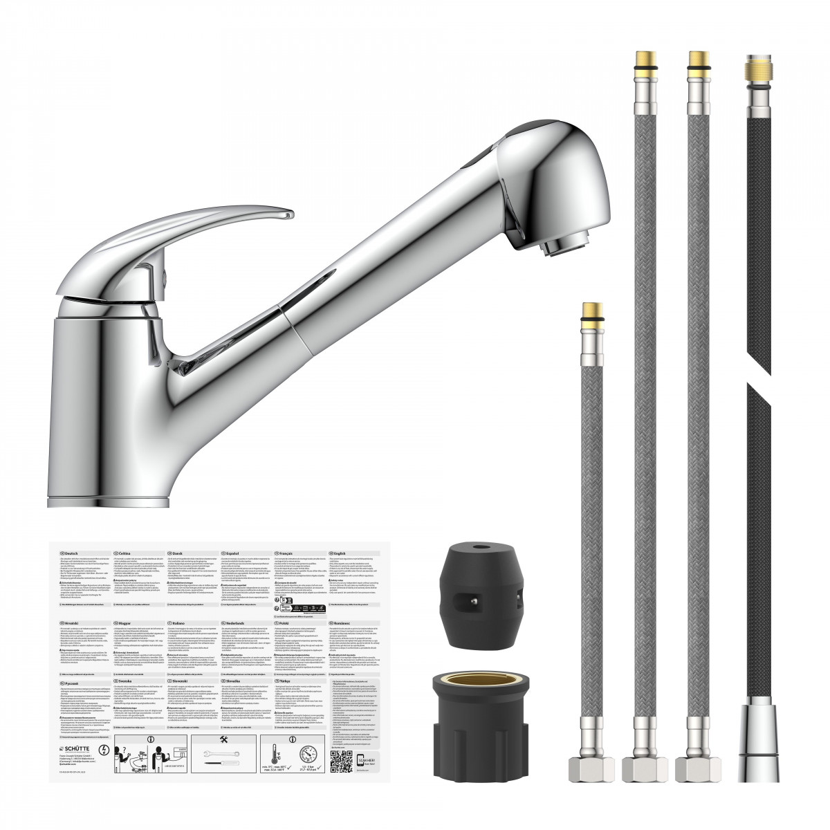 ALBATROS Sink mixer low pressure, chrome, with pull-out sprayer