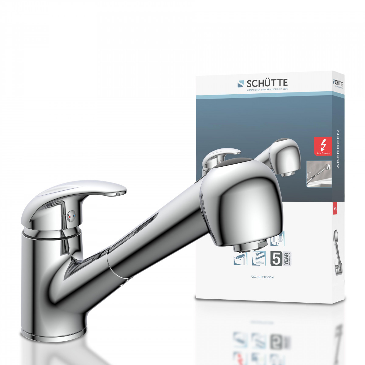 ALBATROS Sink mixer low pressure, chrome, with pull-out sprayer