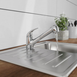 ALBATROS Sink mixer low pressure, chrome, with pull-out sprayer