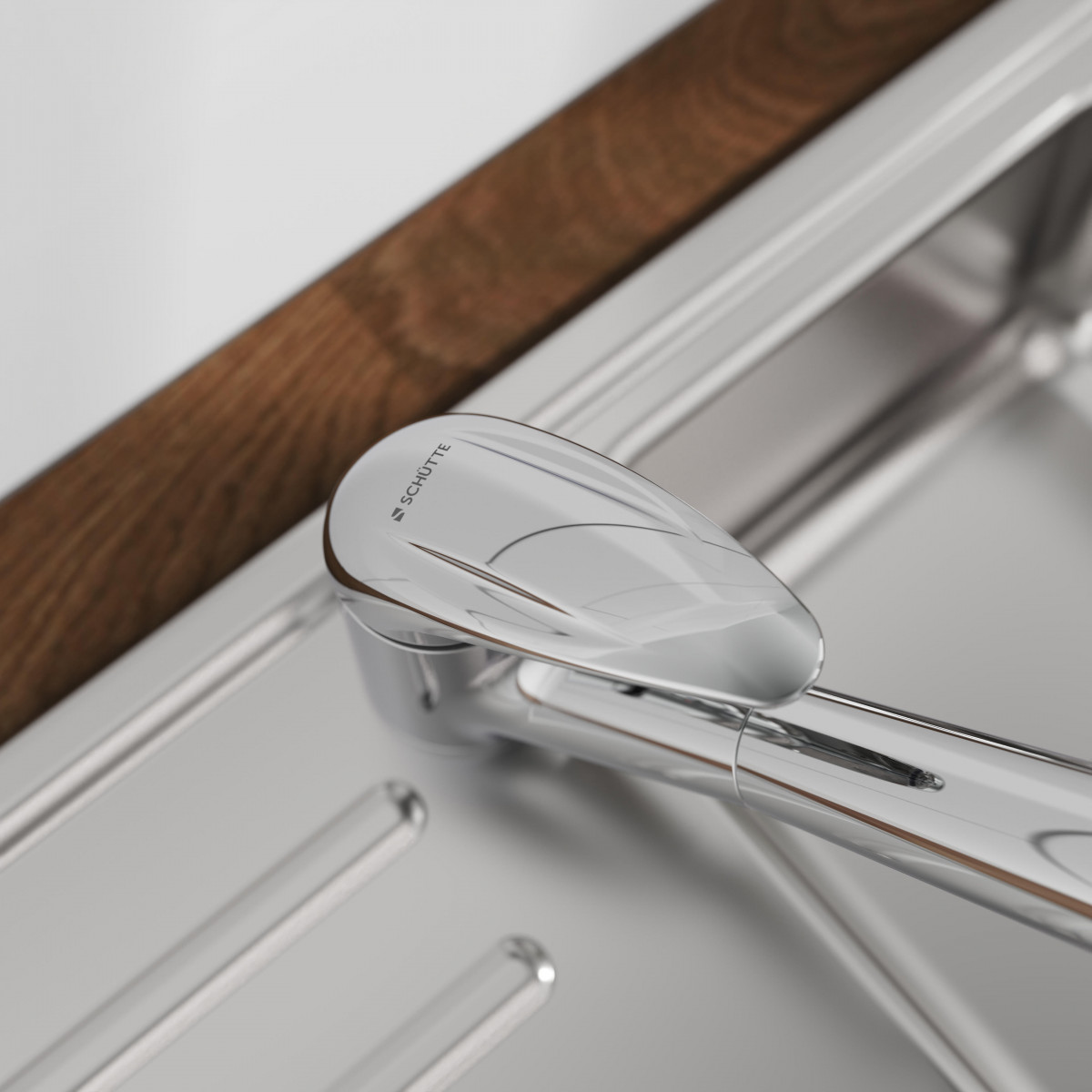 ALBATROS Keukenkraan lage druk, chroom, met uittrekbare vaatdouche