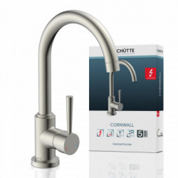 CORNWALL Sink mixer low pressure, stainless steel look