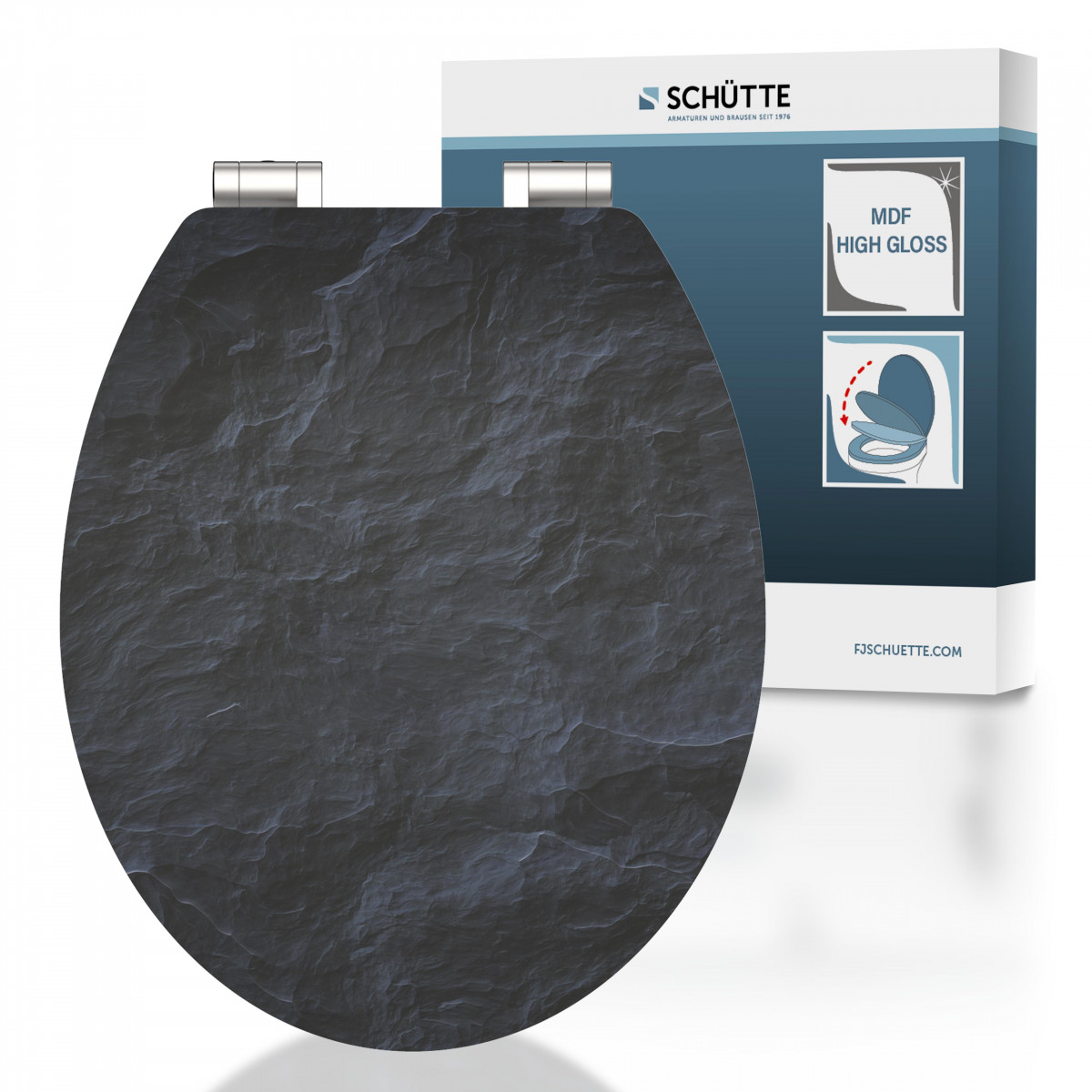 MDF High Gloss WC-Sitz BLACK STONE, mit Absenkautomatik