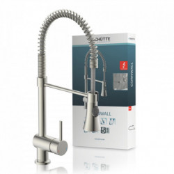 CORNWALL Sink mixer low pressure, stainless steel look, with spiral spring