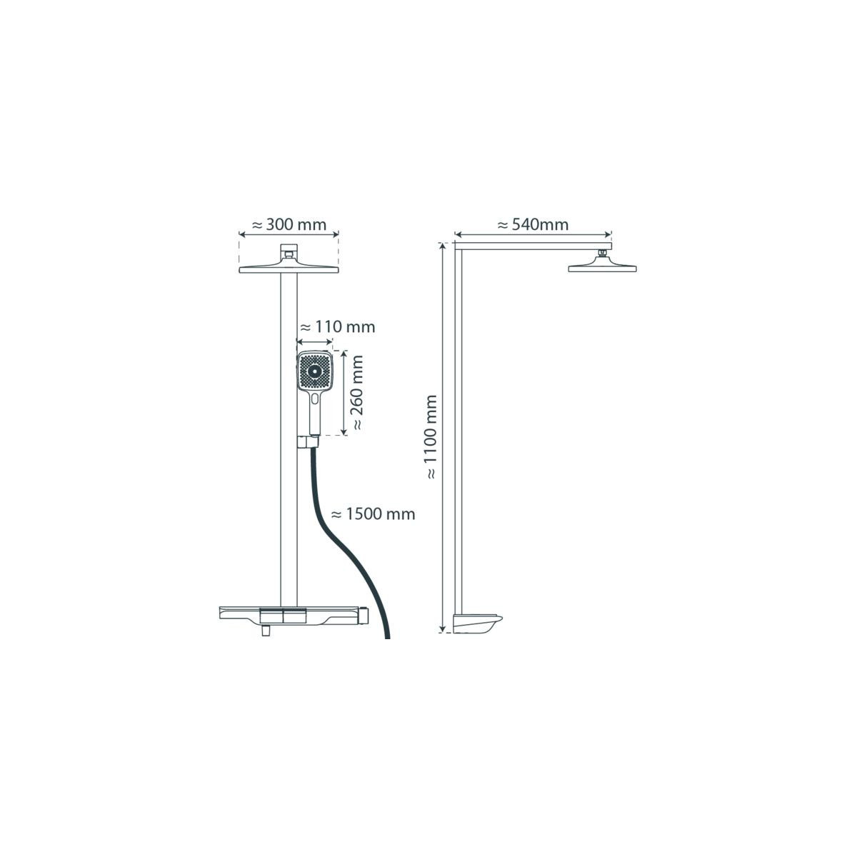 SCHÜTTE HAWAII Overhead showerset with thermostatic faucet, graphite matt