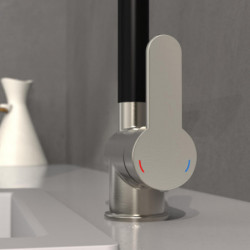 RIO mitigeur cuisine avec bec haut, apparence acier inoxydable / noir mat