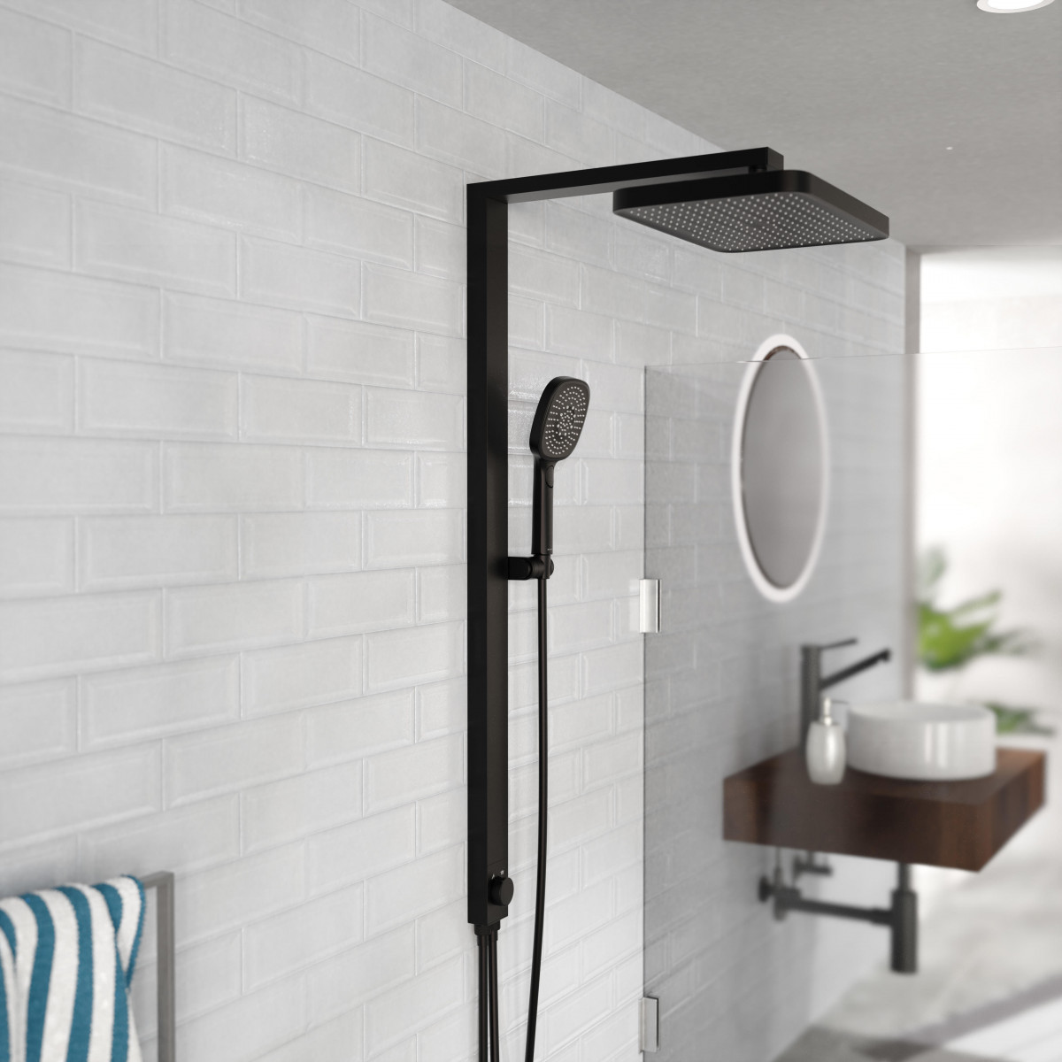 SCHÜTTE LA PALMA Overhead showerset, black matt