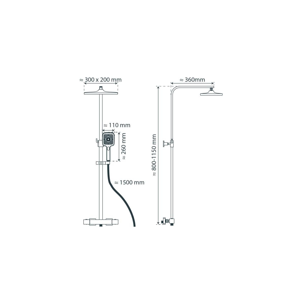 GRAN CANARIA Regendouche set met thermostatische kraan, Chroom
