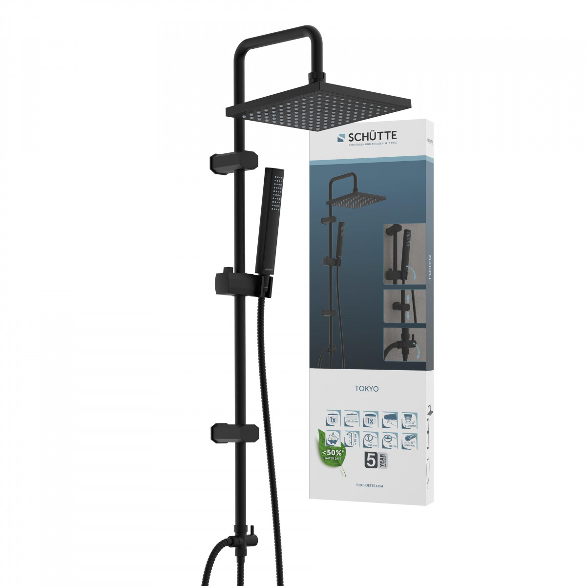 SCHÜTTE TOKYO Overhead showerset, black matt
