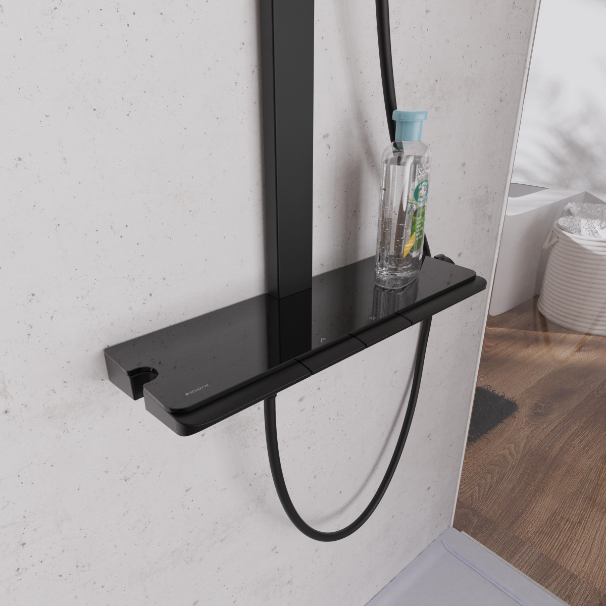 SCHÜTTE HAWAII Overhead showerset with thermostatic faucet, black matt