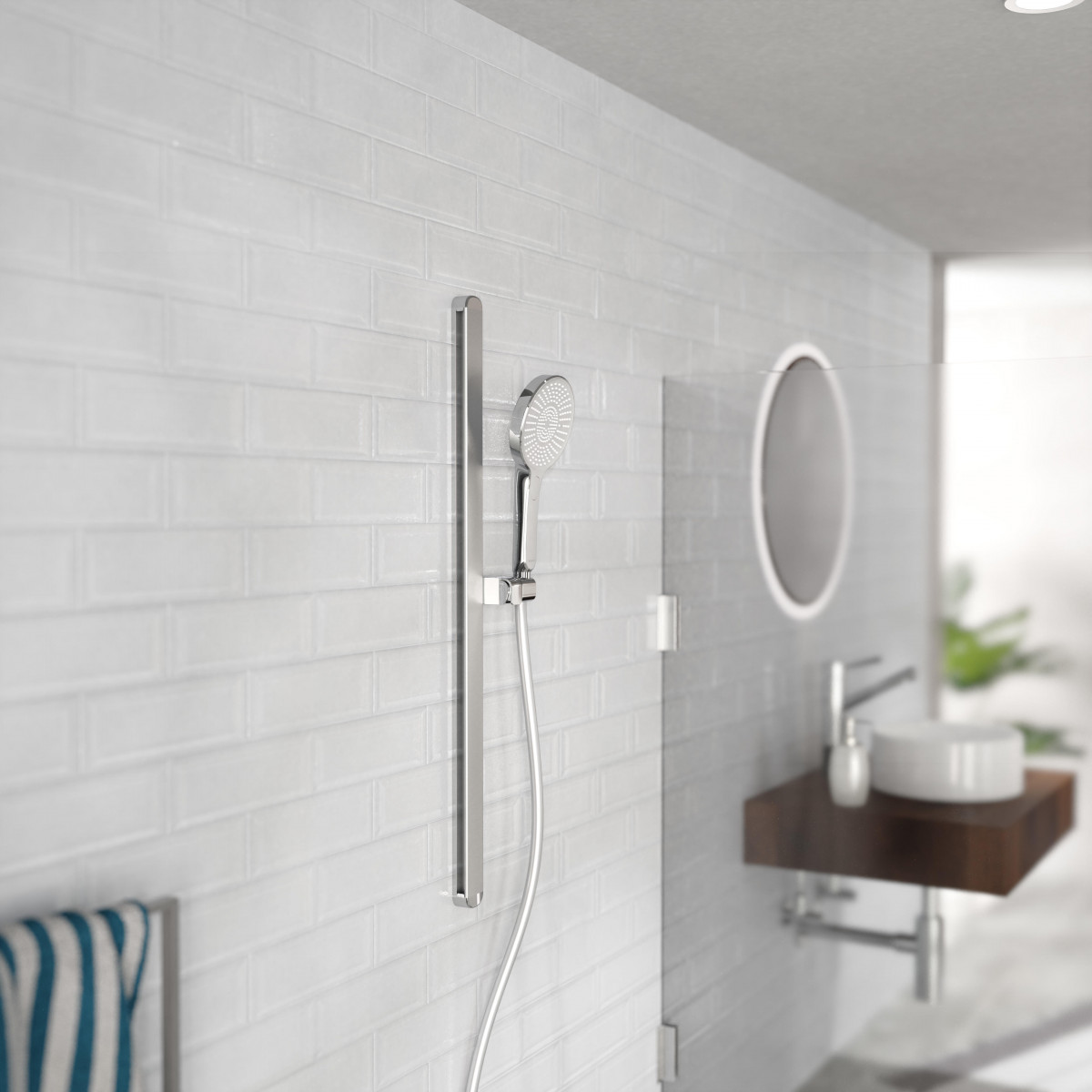 KARIBIK Shower rail set, chrome/ light grey