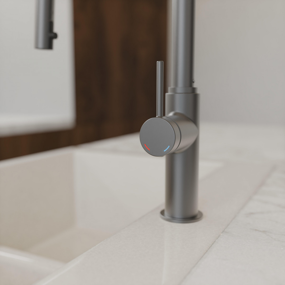 BLACKPOOL Sink mixer, graphite matt, with pull-out spout