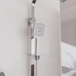 OCEAN Hoofddoucheset met thermostatische thermostaatkraan, chroom/wit, met planchet