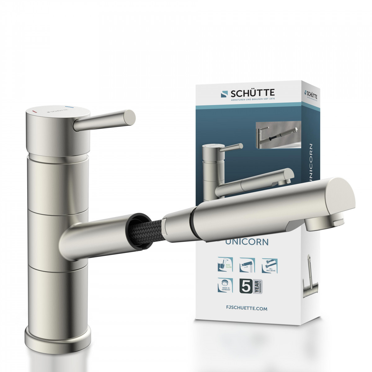 UNICORN mitigeur cuisine avec bec extractible, apparence acier inoxydable