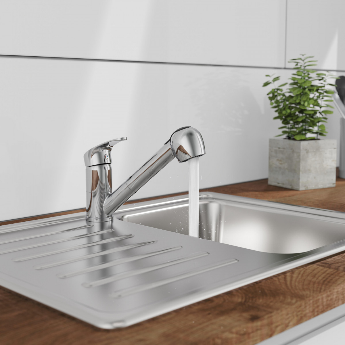 DIZIANI Sink mixer, chrome, with pull-out sprayer