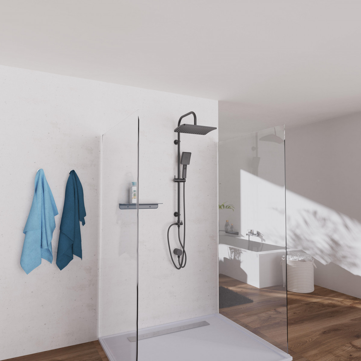 MALLORCA Overhead showerset, black matt