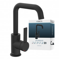 LOS ANGELES, Waschtischarmatur mit schwenkbarem Auslauf, Schwarz matt