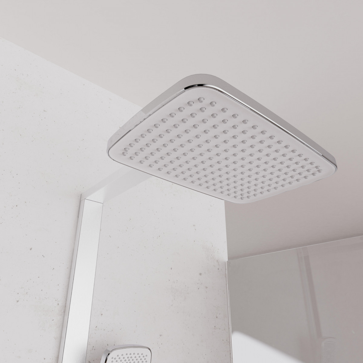 SCHÜTTE HAWAII Set de douche à l'envers avec mitigeur thermostatique, chromé/blanc