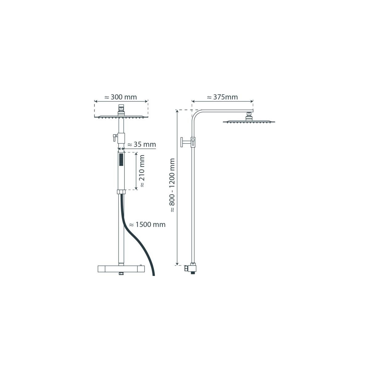 SUMBA Overhead shower set, chrome, with thermostatic faucet