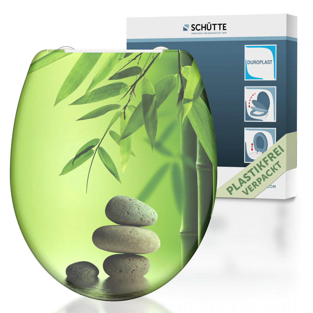 Duroplast Toilet Seat GREEN GARDEN with Soft Close and Quick Release