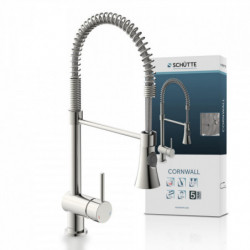 CORNWALL Sink mixer, stainless steel look, with spiral spring