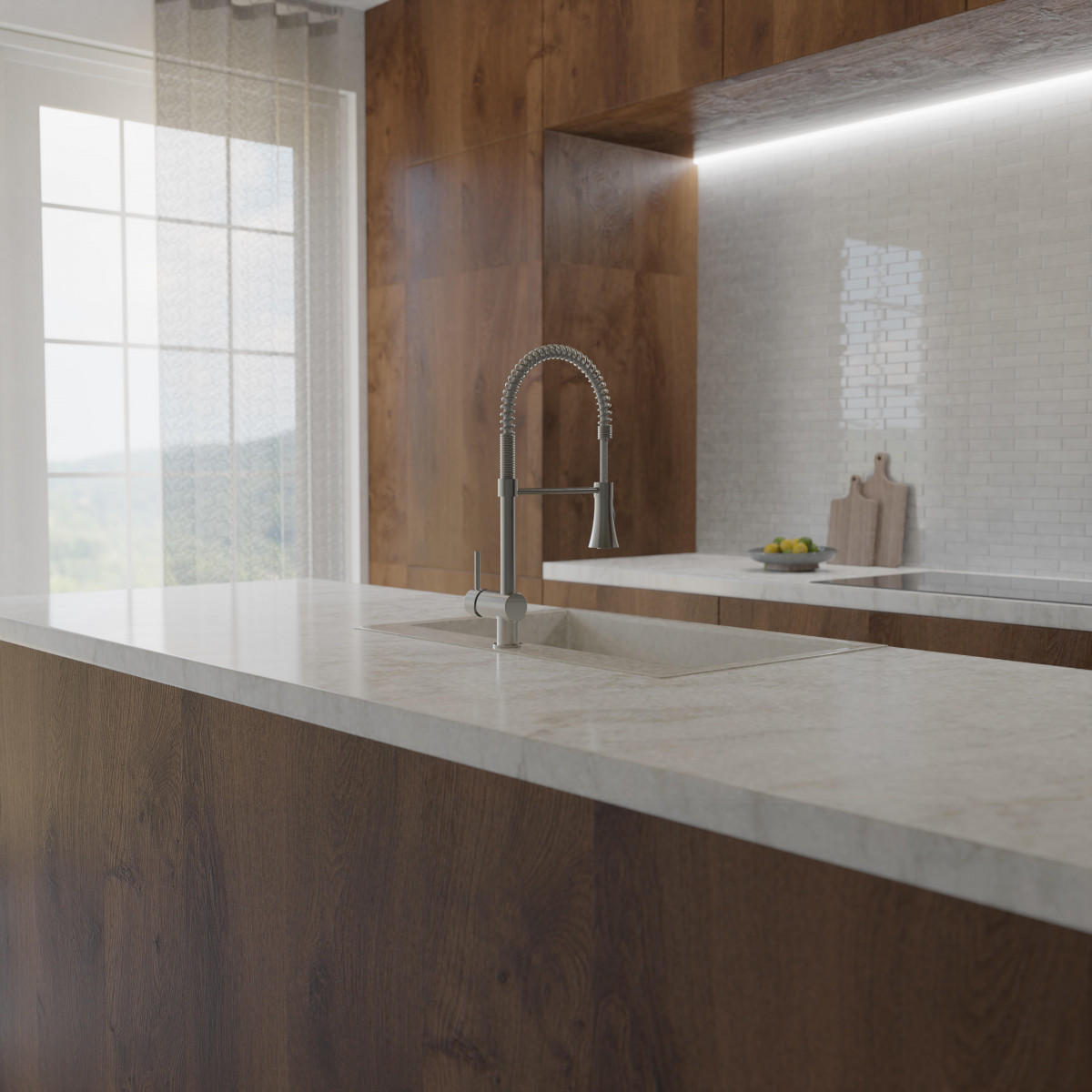 CORNWALL Sink mixer low pressure, stainless steel look, with spiral spring