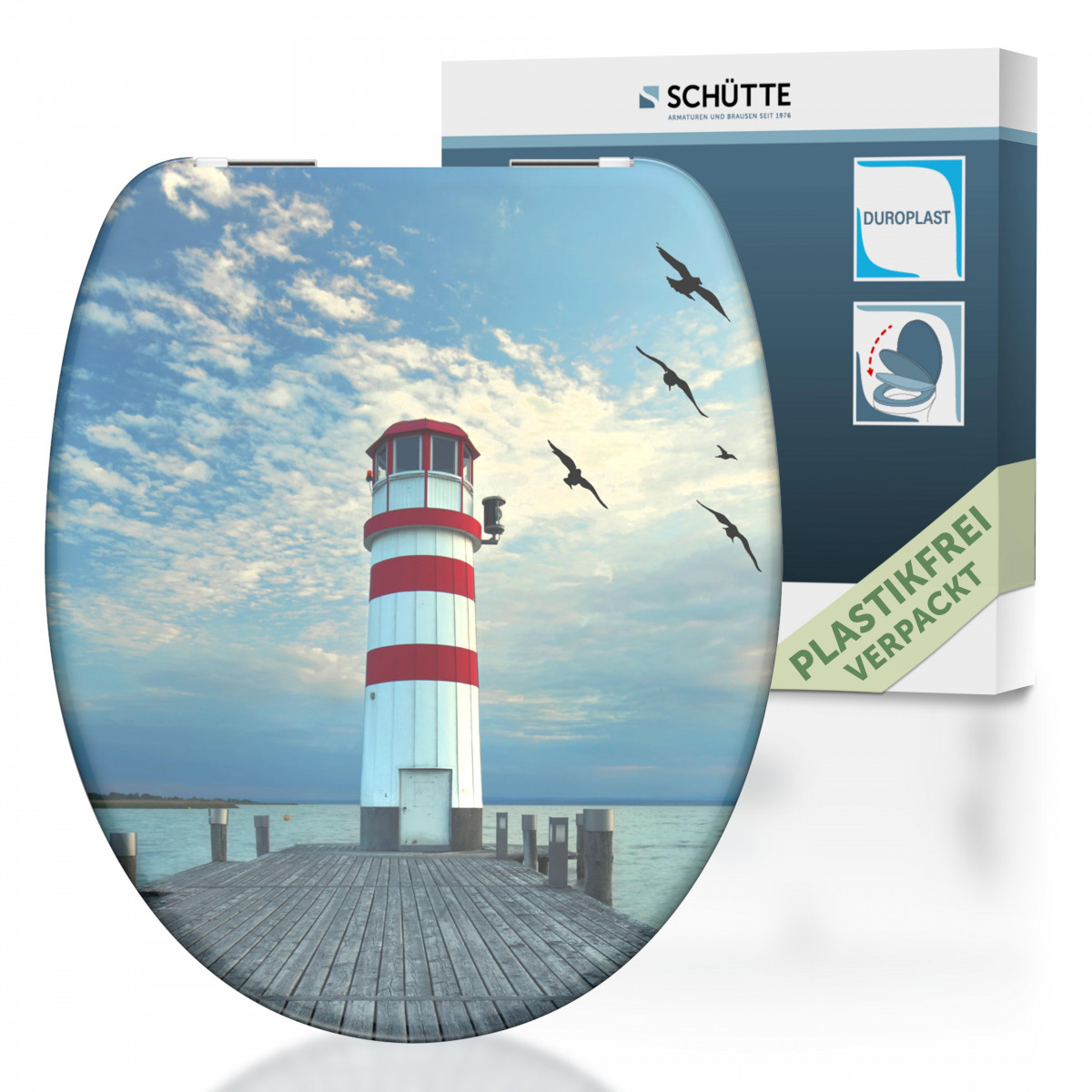 Duroplast WC-Sitz LIGHTHOUSE, mit Absenkautomatik