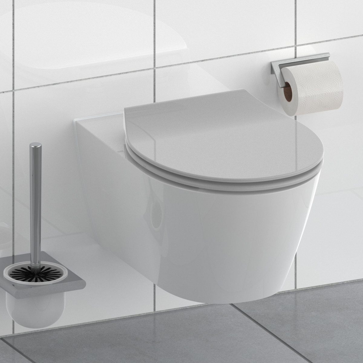 Duroplast WC-Sitz SLIM Grey, mit Absenkautomatik und Schnellverschluss