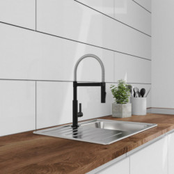 MIAMI Sink mixer, chrome/black matt, with spiral spring