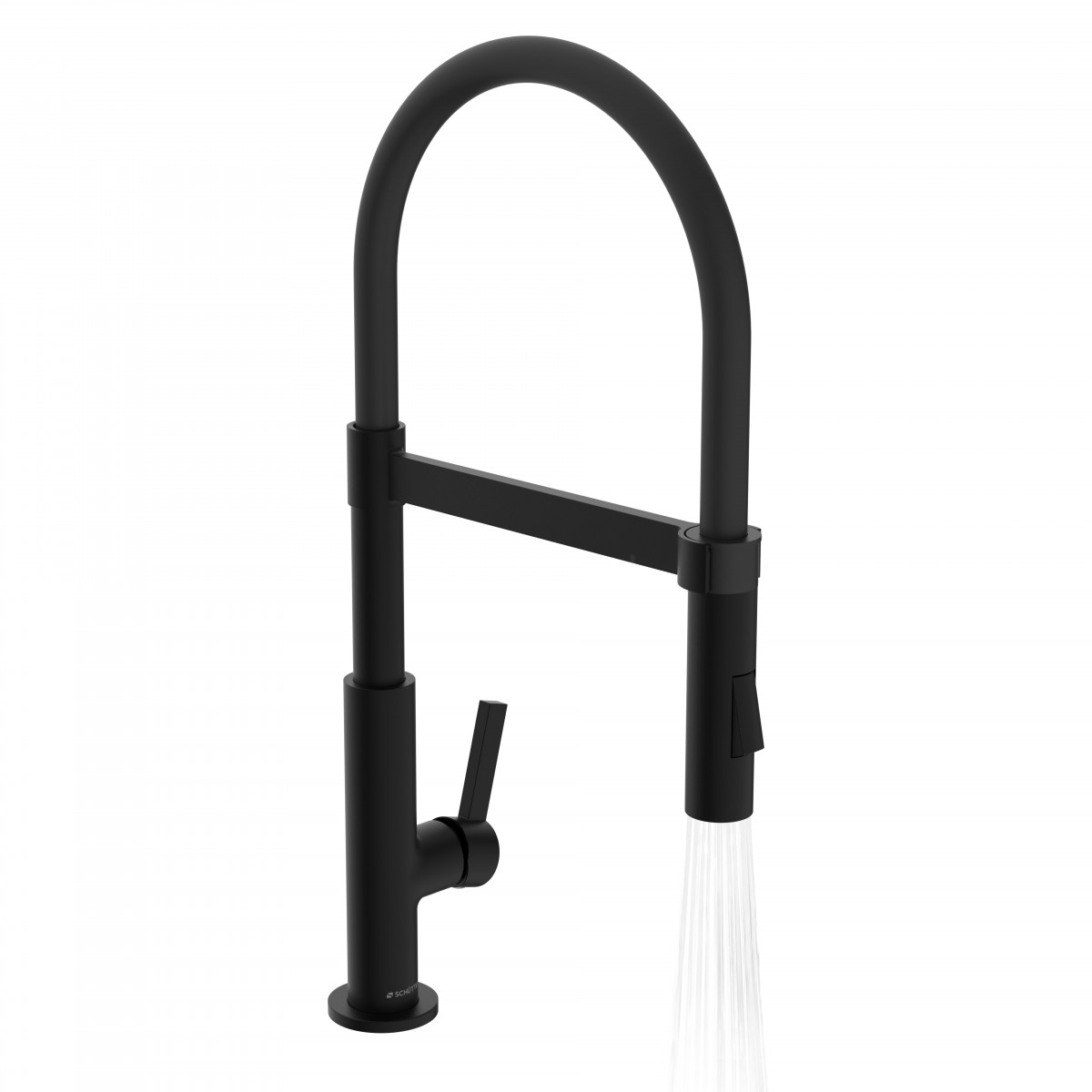 MIAMI Sink mixer, black matt, with soft-touch hose